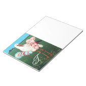 コウノトリ双子の赤ちゃんシャワー、ピンク、ティール(緑がかった色)ブルー ノートパッド (アングル)