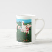 コウノトリ双子の赤ちゃんシャワー、ピンク、ティール(緑がかった色)ブルー ボーンチャイナマグカップ (右)