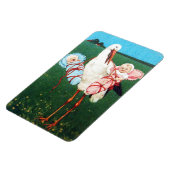 コウノトリ双子の赤ちゃんシャワー、ピンク、ティール（緑がかった色）ブルー マグネット (左側)