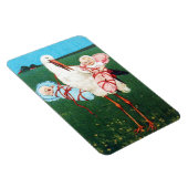 コウノトリ双子の赤ちゃんシャワー、ピンク、ティール（緑がかった色）ブルー マグネット (右側)