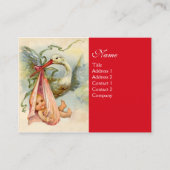 コウノトリ女の子の赤ちゃんシャワーピンク赤 名刺 (正面)