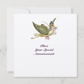 コウノトリ女の子の赤ちゃんシャワー、ピンクホワイトシャンパン 招待状 (裏面)