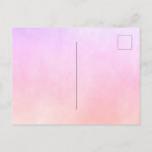 コウノトリ女の子ピンク紫のフローラ ポストカード (裏面)