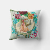 コウノトリ女の子ベイビーシャワーフローラモノグラムキープサケ クッション (裏面)