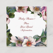 コウノトリ少年の赤ちゃんシャワー、ピンクの野生のバラモノグラム エンクロージャーカード (裏面)