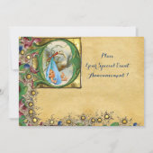 コウノトリ少年バビシャワーフローラパーチメントモノグラム 招待状 (裏面)