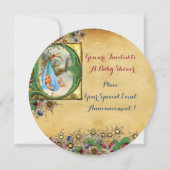 コウノトリ少年バビシャワーフローラパーチメントモノグラム 招待状 (裏面)