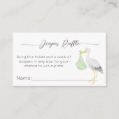 コウノトリ特別配達ベビーシャワーおむつラッフル エンクロージャーカード (正面)