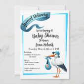 コウノトリ特別配達赤ちゃんシャワー招待状 招待状 (正面)