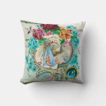 コウノトリ男の子の赤ちゃんシャワーフローラモノグラム記念