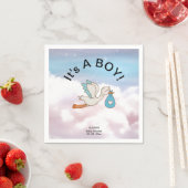 コウノトリ男の子の赤ちゃんシャワー スタンダードカクテルナプキン (インサイチュ)