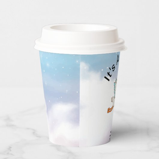 コウノトリ男の子の赤ちゃんシャワー 紙コップ (右)