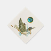 コウノトリ男の赤ちゃんぼやけシャワー玉石モノグラム スタンダードカクテルナプキン (角)