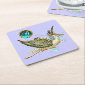 コウノトリ男の赤ちゃんシャワージェムモノグラム スクエアペーパーコースター (アングル)