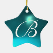 コウノトリ男の赤ちゃんシャワースターモノグラムブルーサファイア セラミックオーナメント (裏面)