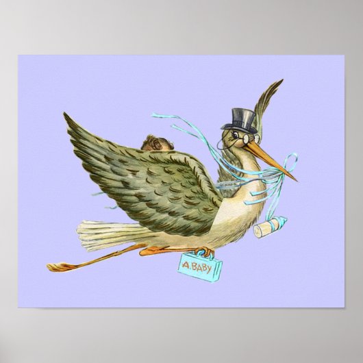コウノトリ男の赤ちゃんシャワーターカーゼ ポスター (正面)