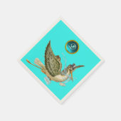 コウノトリ男の赤ちゃんシャワーブルージェムストーンモノグラム スタンダードカクテルナプキン (角)