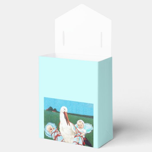 コウノトリ男の赤ちゃんシャワーブルージェムストーンモノグラム フェイバーボックス (オープン)