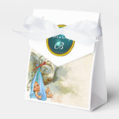 コウノトリ男の赤ちゃんシャワーブルージェムストーンモノグラム フェイバーボックス (正面サイド)