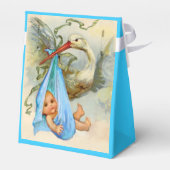 コウノトリ男の赤ちゃんシャワーブルージェムストーンモノグラム フェイバーボックス (裏面サイド)