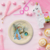 コウノトリ男の赤ちゃんシャワーブルージェムストーンモノグラム ペーパープレート (パーティー)