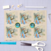 コウノトリ男の赤ちゃんシャワーブルージェムストーンモノグラム 薄葉紙 (クラフト)