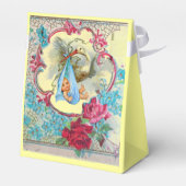 コウノトリ男の赤ちゃんシャワーブルージェムモノグラムイエロー フェイバーボックス (裏面サイド)