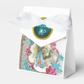 コウノトリ男の赤ちゃんシャワーブルージェムモノグラムホワイト フェイバーボックス (正面サイド)