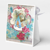 コウノトリ男の赤ちゃんシャワーブルージェムモノグラムホワイト フェイバーボックス (裏面サイド)