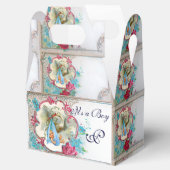 コウノトリ男の赤ちゃんシャワーブルージェムモノグラムホワイト フェイバーボックス (オープン)