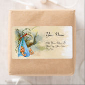 コウノトリ男の赤ちゃんシャワーブルーピンク ラベル (インサイチュ)