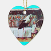 コウノトリ男の赤ちゃんシャワーモノグラムブルーアクアマリン セラミックオーナメント (左)