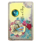 コウノトリ男の赤ちゃんシャワーモノグラム、イエロー マグネット (縦)