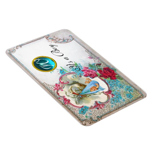 コウノトリ男の赤ちゃんシャワーモノグラム、ホワイト マグネット (右側)