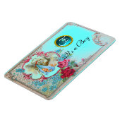 コウノトリ男の赤ちゃんシャワーモノグラム マグネット (左側)