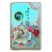 コウノトリ男の赤ちゃんシャワーモノグラム マグネット (縦)