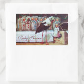 コウノトリ男の赤ちゃんシャワー3ピンク 長方形シール (バッグ)