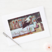 コウノトリ男の赤ちゃんシャワー3ピンク 長方形シール (封筒)