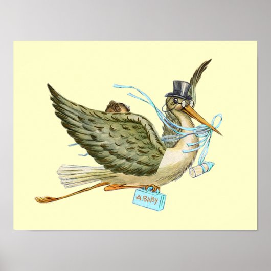 コウノトリ男の赤ちゃんシャワー、クリーム ポスター (正面)