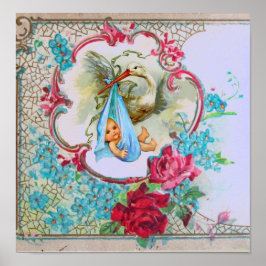 コウノトリ男の赤ちゃんシャワー ポスター