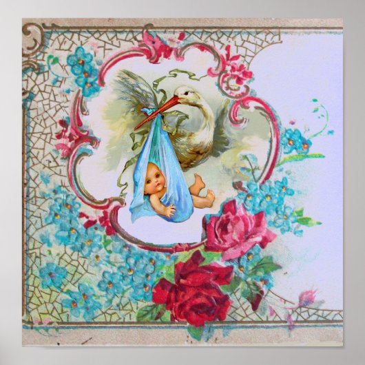 コウノトリ男の赤ちゃんシャワー ポスター (正面)