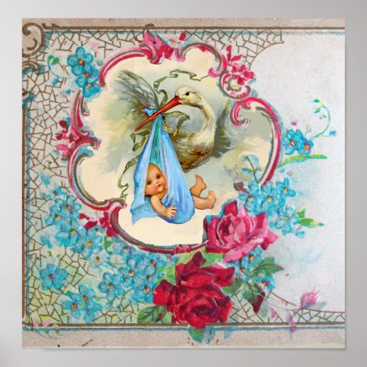 コウノトリ男の赤ちゃんシャワー ポスター (正面)