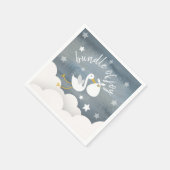 コウノトリ白バンドル星の水の色ベビーシャワー スタンダードカクテルナプキン (角)