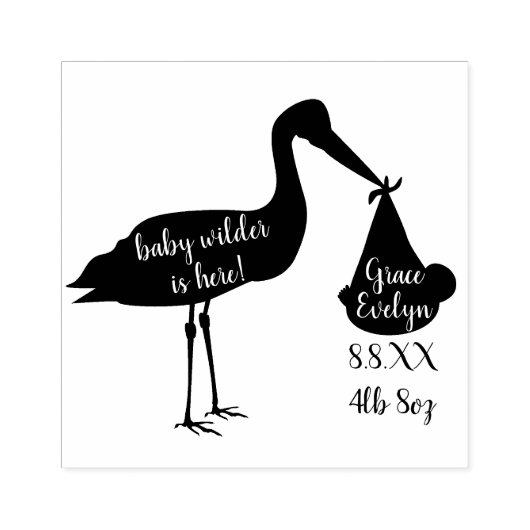 コウノトリ誕生発表ゴム印 ラバースタンプ (インプリント)