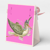 コウノトリ赤ちゃんガールシャワーピンク明るい赤紫色ジェムモノグラム フェイバーボックス (裏面サイド)