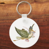 コウノトリ赤ちゃんガールシャワーピンク白 キーホルダー (裏面)