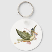 コウノトリ赤ちゃんガールシャワーピンク白 キーホルダー (裏面)