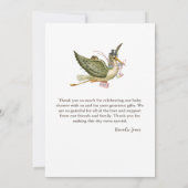 コウノトリ赤ちゃんガールシャワーピンク白 招待状 (裏面)