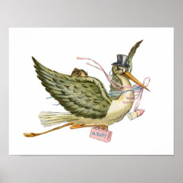 コウノトリ赤ちゃんガールシャワー ポスター