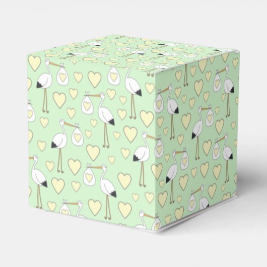 コウノトリ赤ちゃんシャワーグリーン男女兼用 フェイバーボックス (裏面サイド)
